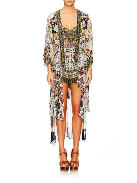 Camilla Jackets & Blazers - Camilla Raise Your Glass Kimono with Long Overlay Robe Duster Size XS